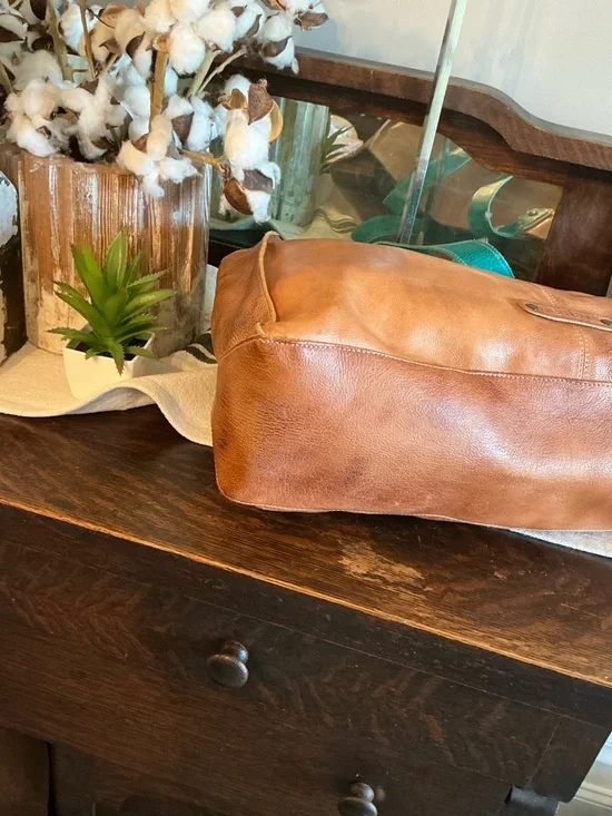 NWOT Bed Stu Leather Arlington Tan Rustic Teal DD Tote Shoulder Bag Retail $365 - Picture 8 of 13